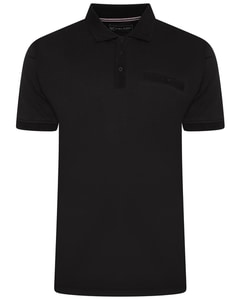 KAM Striped Jacquard Collar Jersey Polo Shirt Black